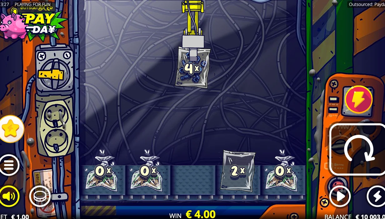 Outsourced: Payday Slot Gameplay - Claw Machine and Corporate Prizes in Action
